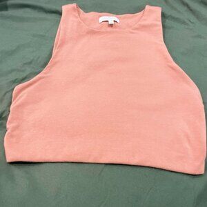 Kookai Alpha Crop Tank, Pima Cotton, Crew Neck Minimalist Size, Size 0, Hazelnut